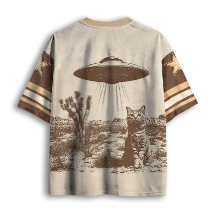 Baddiecat Vintage UFO Cowboy Cat Mesh Jersey