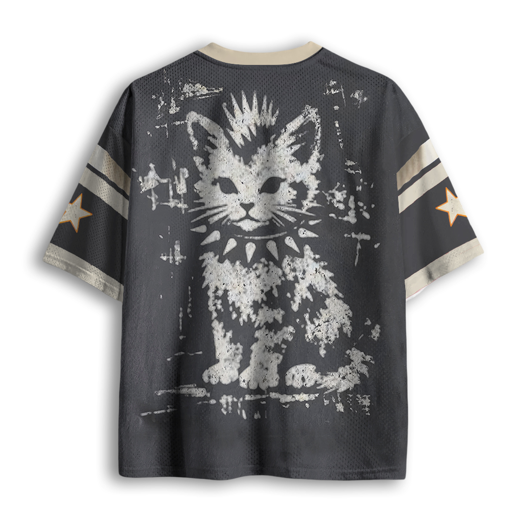 Baddiecat Funny Punk Cat Mesh Jersey