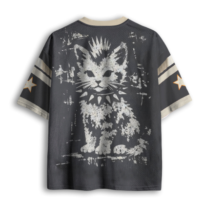Baddiecat Funny Punk Cat Mesh Jersey