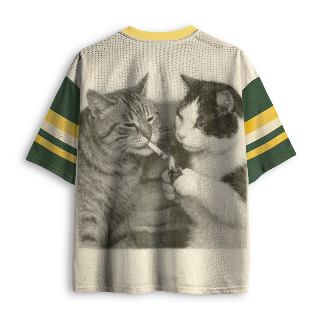 Baddiecat Funny Cat Smoking Mesh Jersey