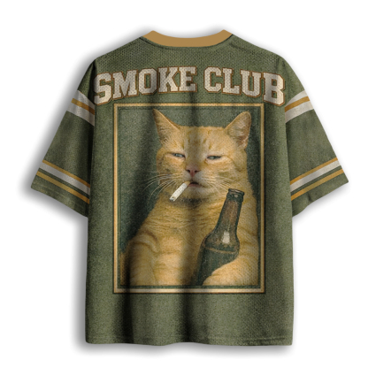 Baddiecat Funny Smoking Cat Mesh Jersey