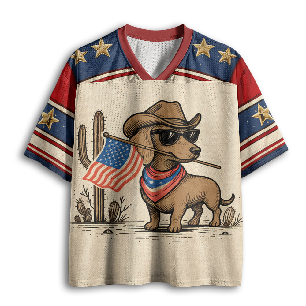 Baddiecat Funny Dachshund 4th Of July Mesh Jersey