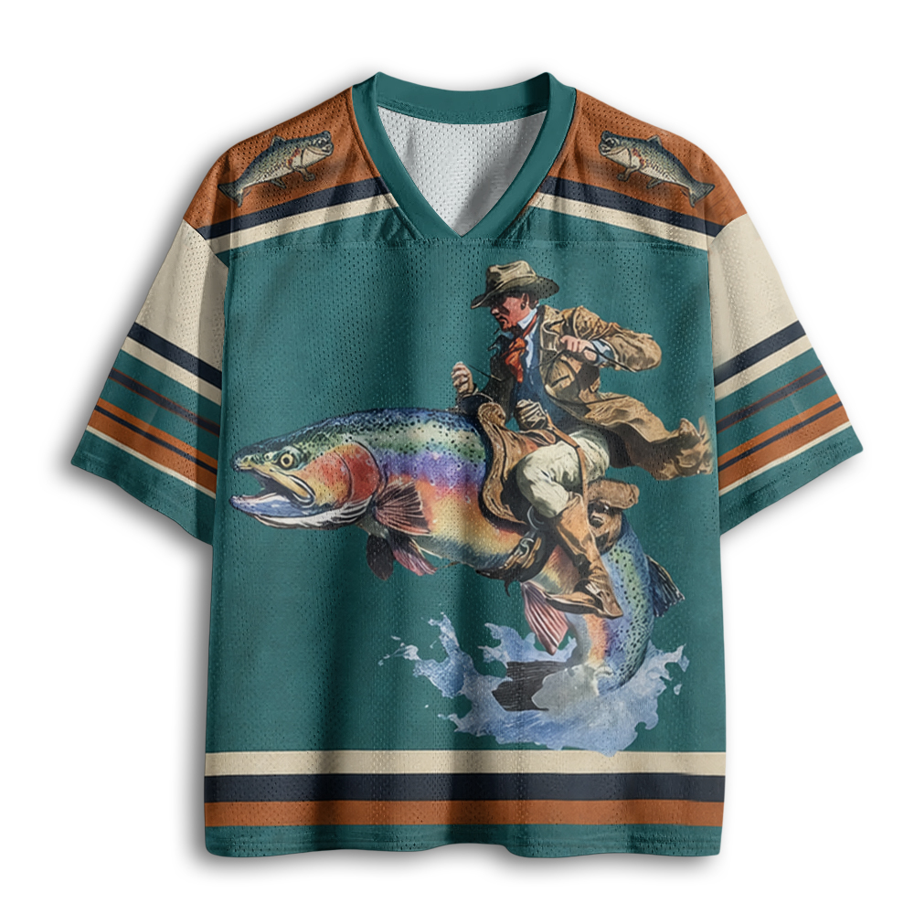 Baddiecat Vintage Cowboy Riding Trout Mesh Jersey
