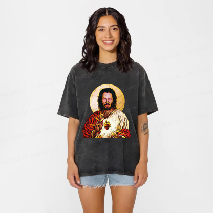 Baddiecat Holy Keanu Washed T-shirt