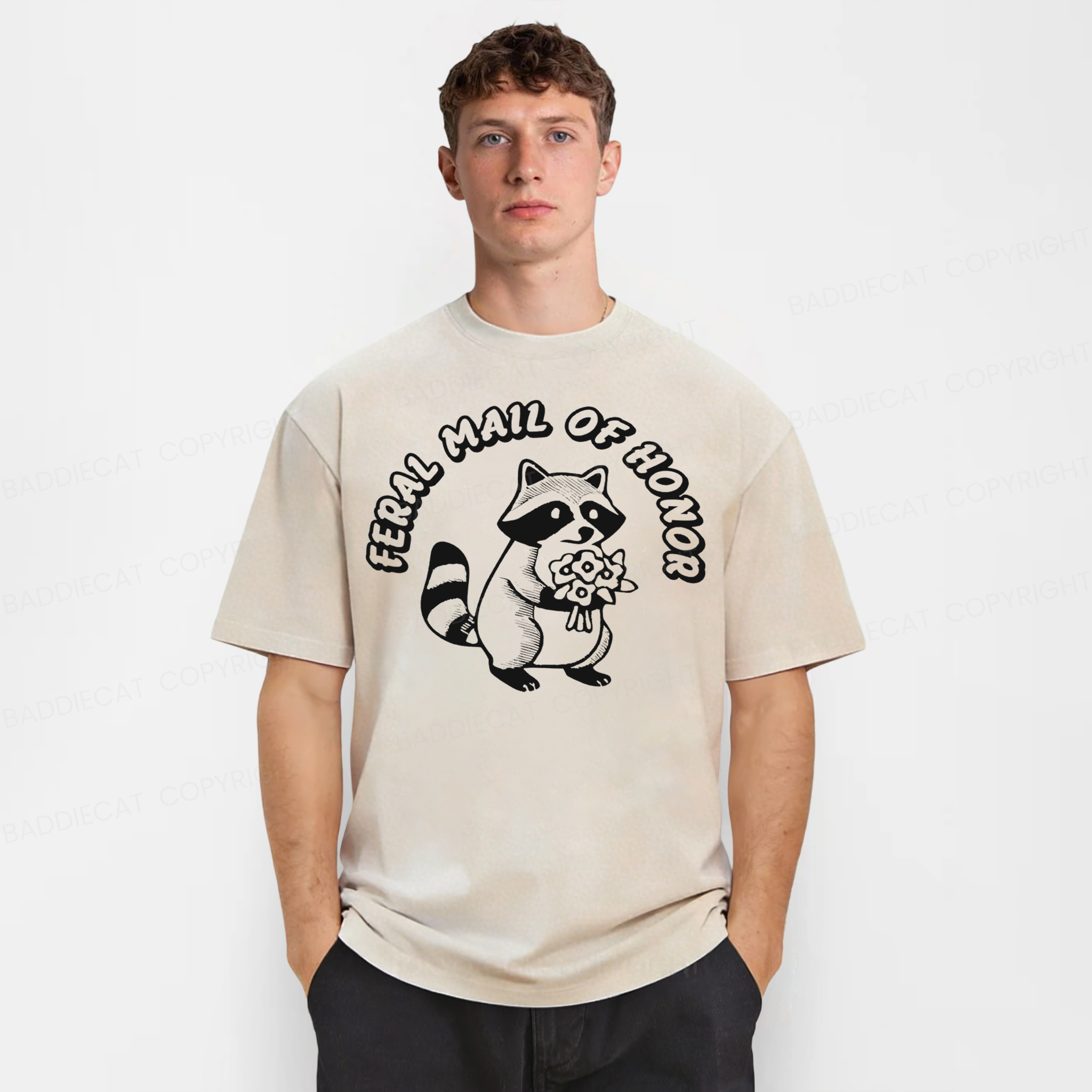 Baddiecat Feral Maid Of Honor Opossum Washed T-shirt
