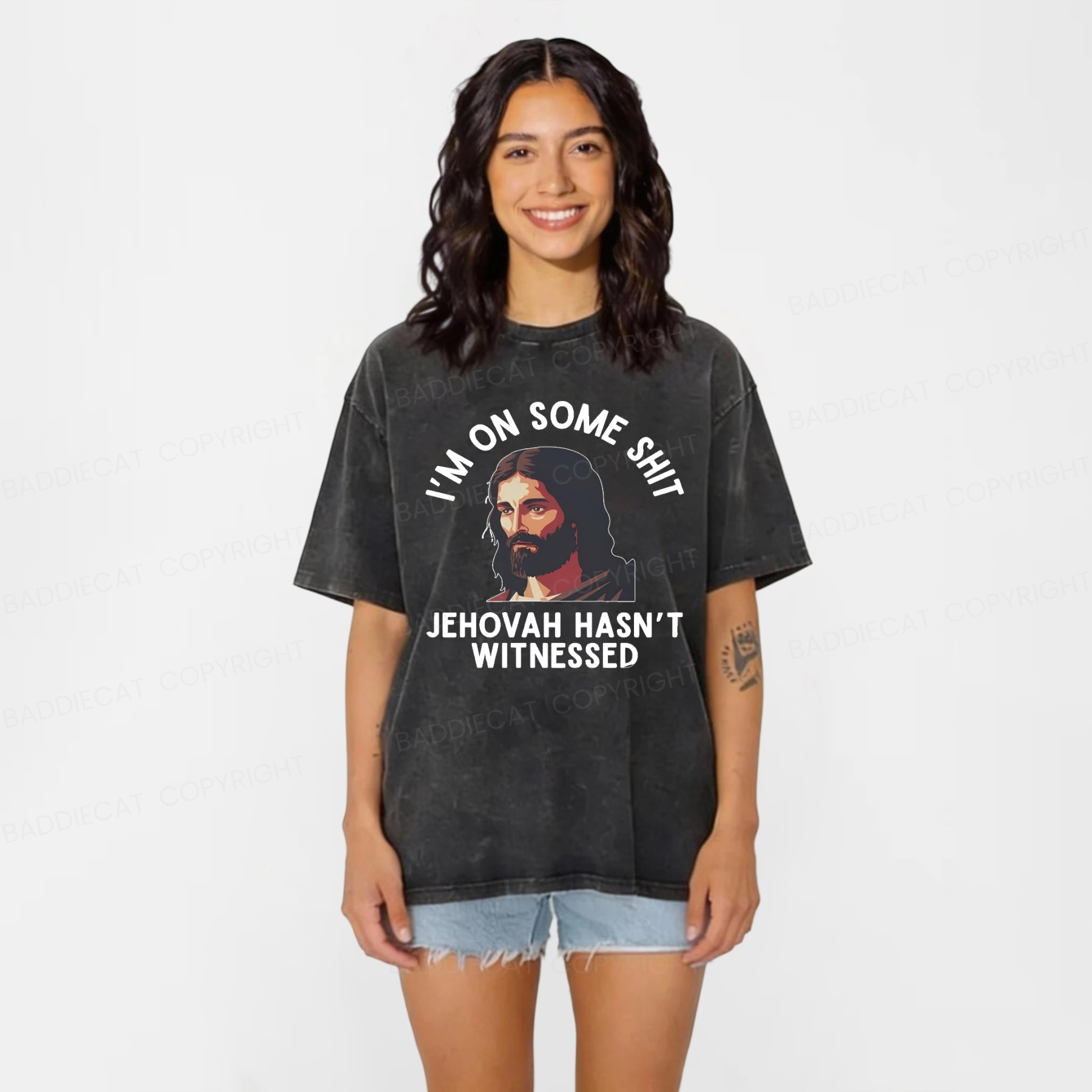 Baddiecat Funny Jehovah Hasn't Witnessed Washed T-shirt