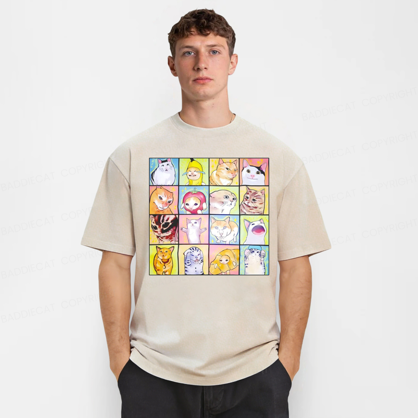 Baddiecat Cats Meme Washed T-shirt