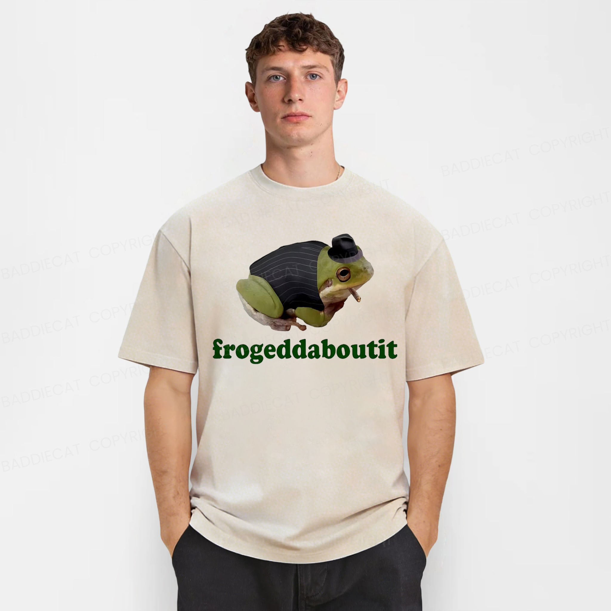 Baddiecat Frogeddaboutit Frog Washed T-shirt