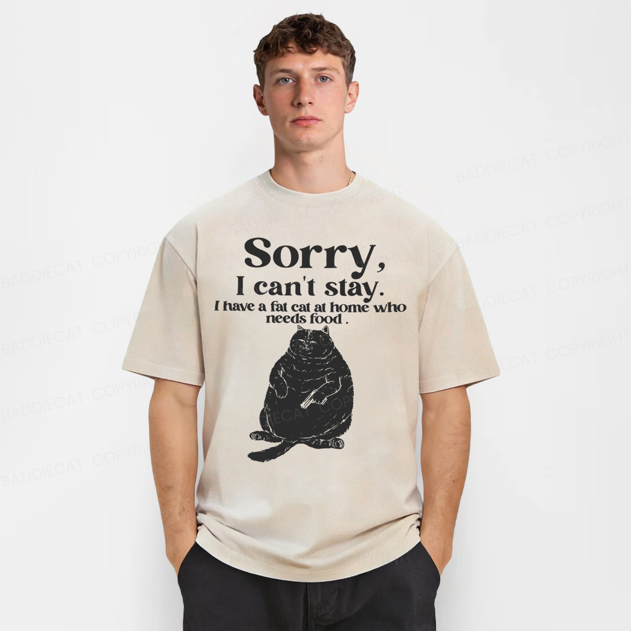 Baddiecat Sorry I Can't Stay Washed T-shirt