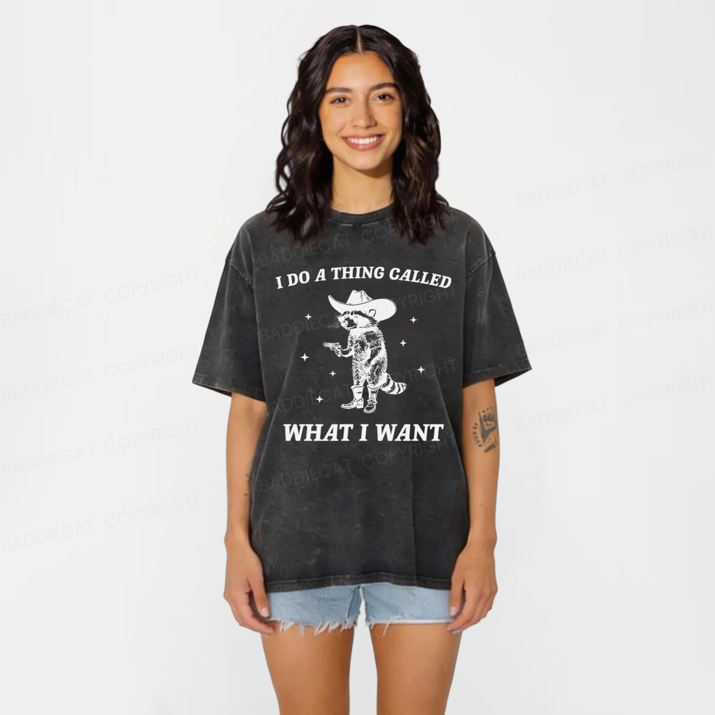 Baddiecat I Do What I Want Washed T-shirt