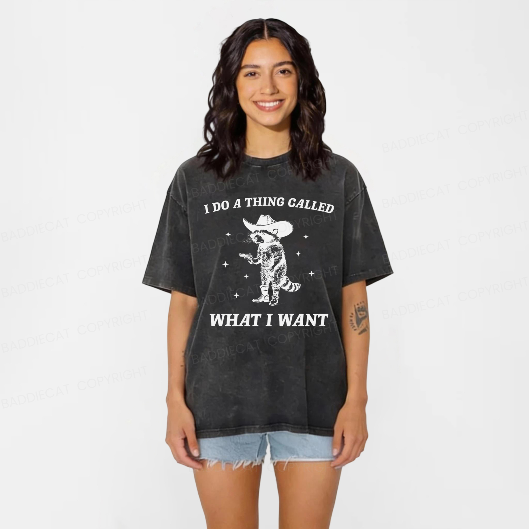 Baddiecat I Do What I Want Washed T-shirt