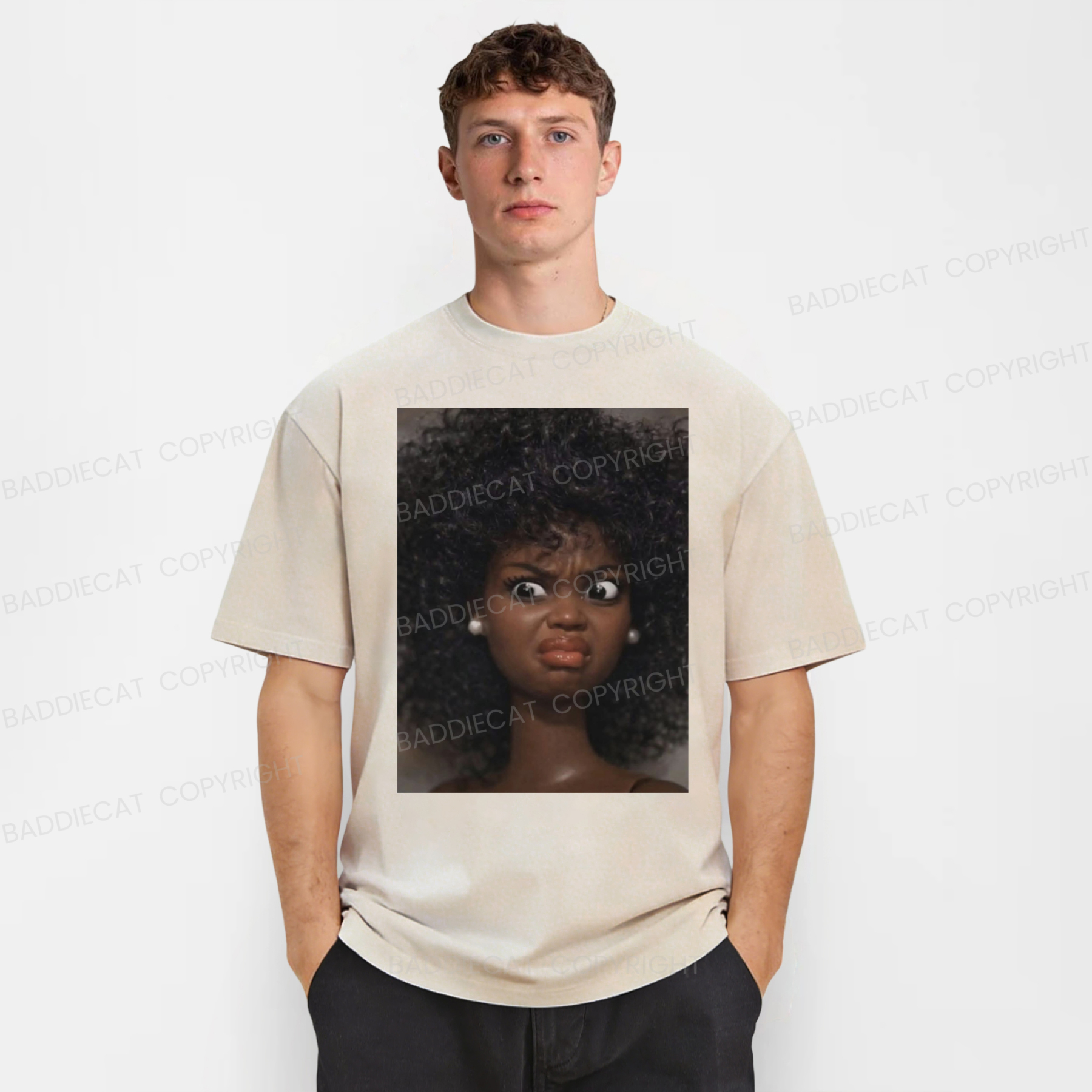 Baddiecat Disdainful Doll Washed T-shirt