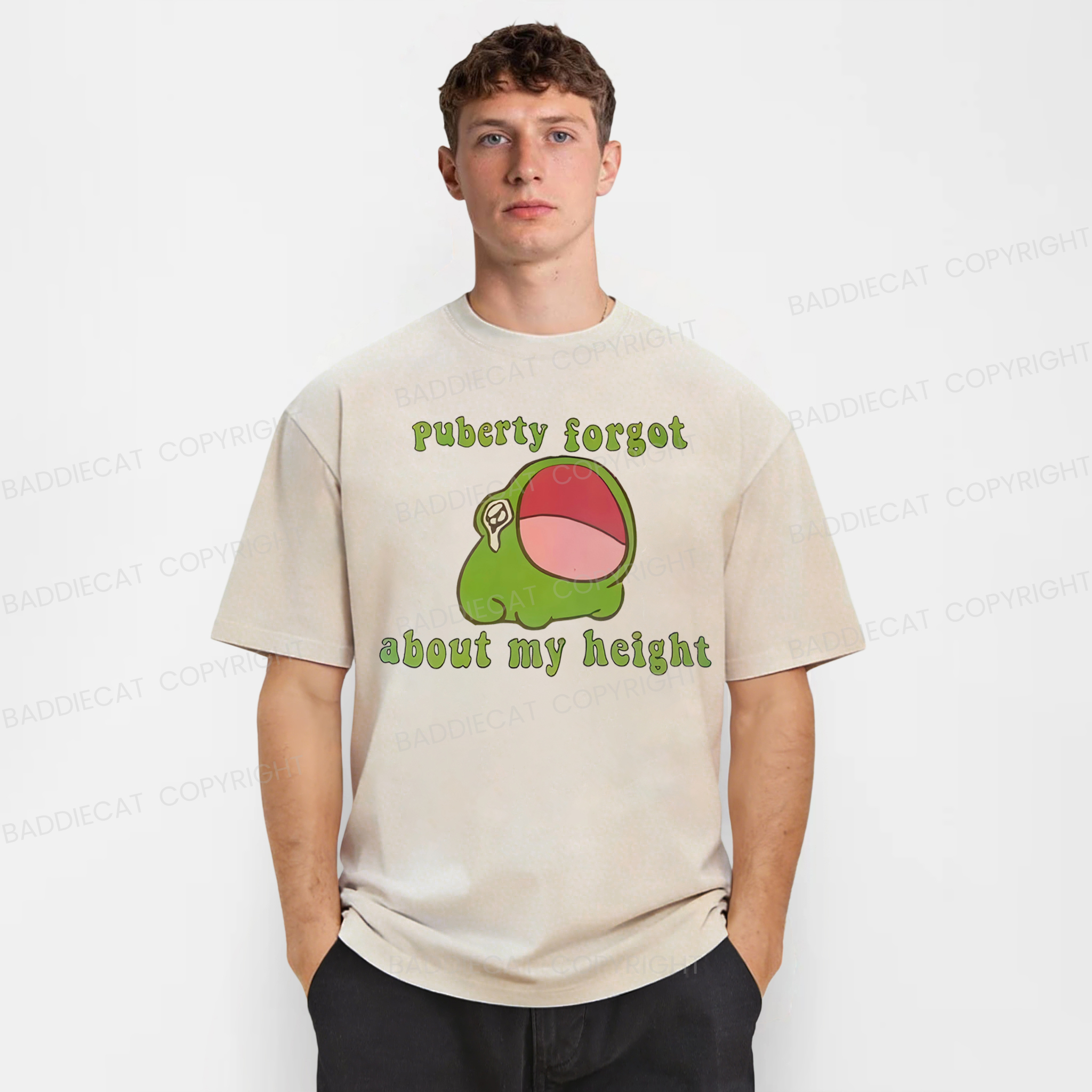 Baddiecat Puberty Forgot About My Height Washed T-shirt