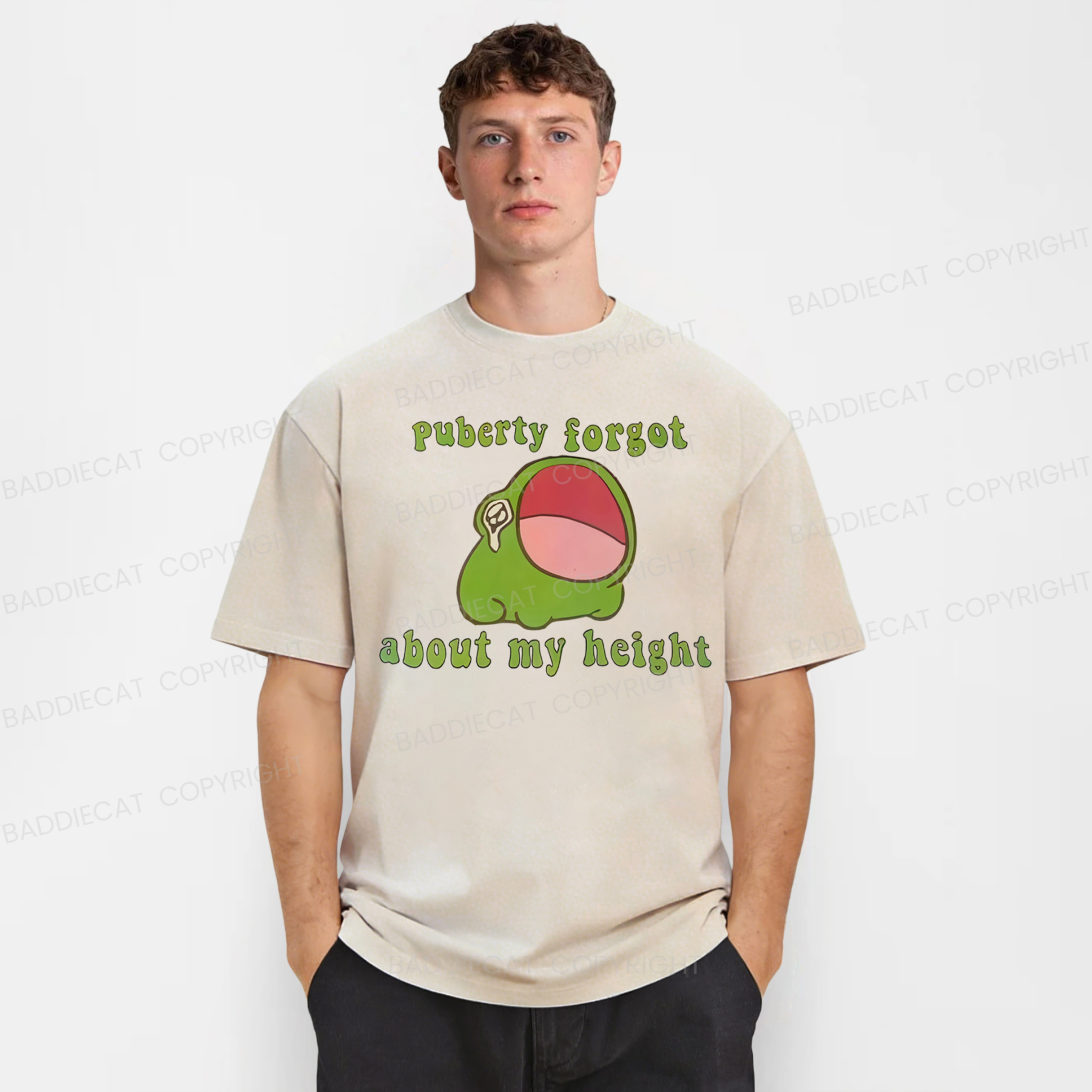 Baddiecat Puberty Forgot About My Height Washed T-shirt