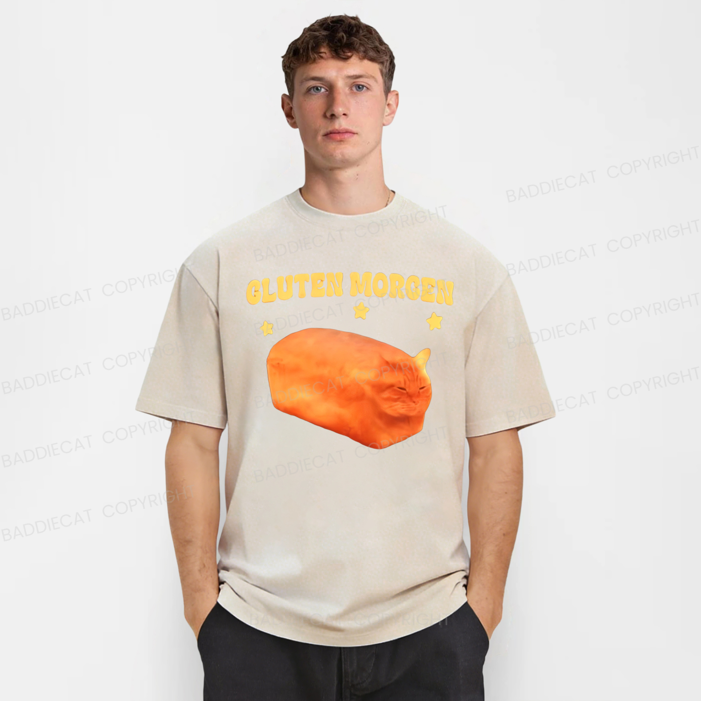 Baddiecat Cluten Morgen Cat Washed T-shirt