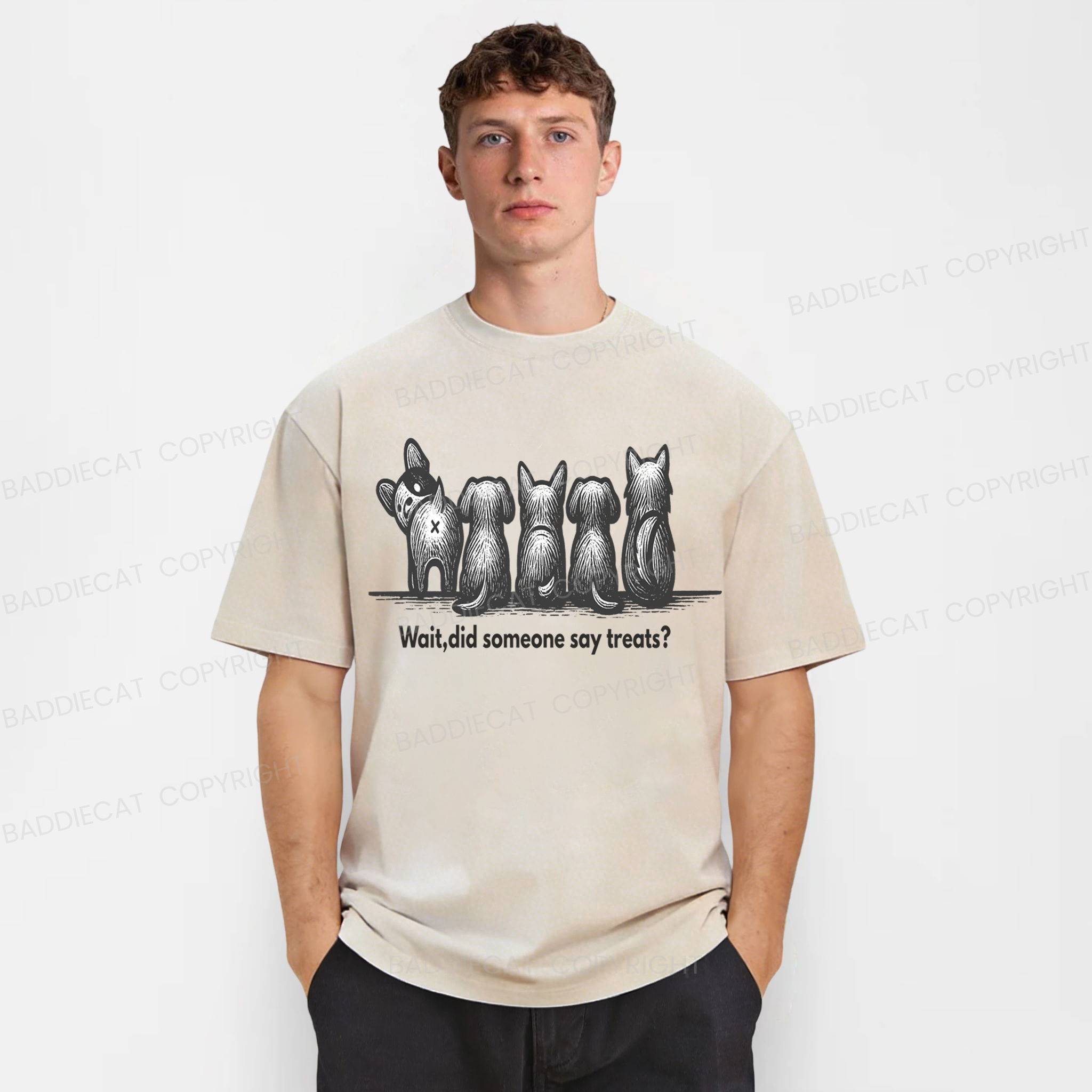 Baddiecat Funny Dog Meme Washed T-shirt