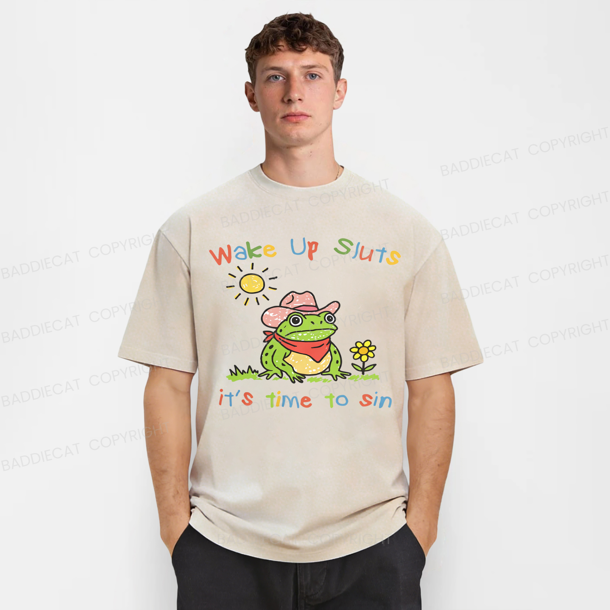 Baddiecat Wake Up Sl*ts It's Time To Sin Washed T-shirt