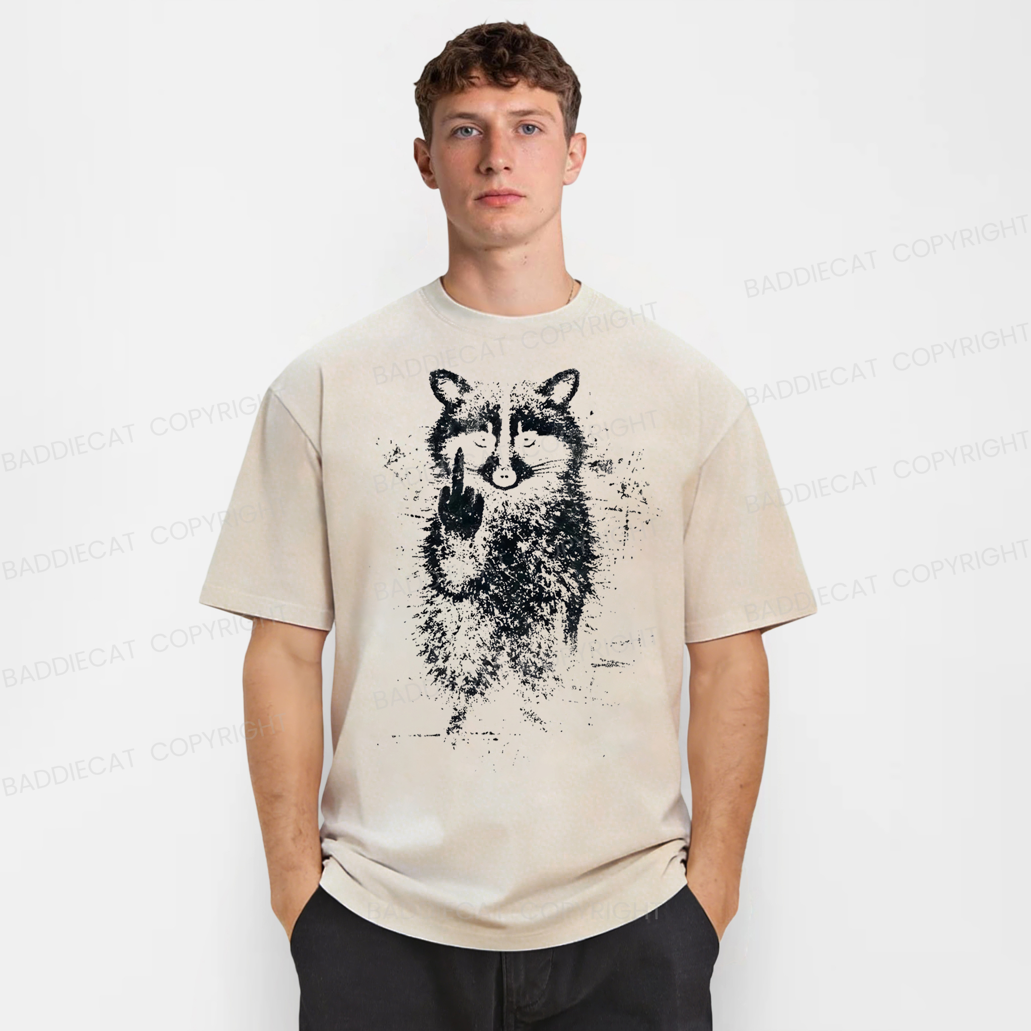 Baddiecat Funny Sarcasm Raccoon Washed T-shirt