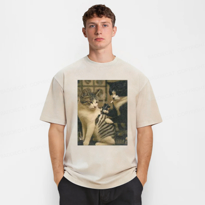 Baddiecat Tattoo Cats Washed T-shirt