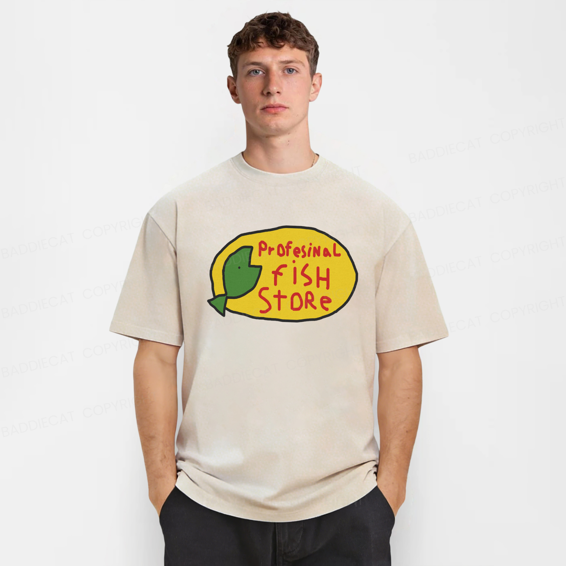 Baddiecat Profesinal Fish Store Washed T-shirt