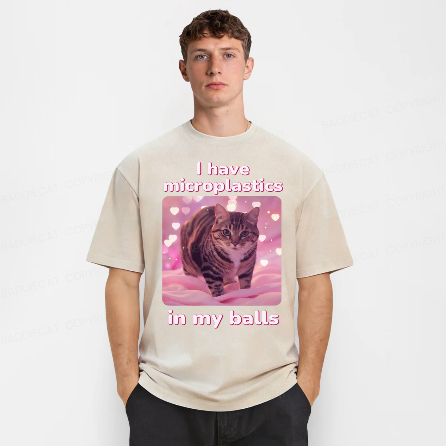 Baddiecat I have Microplastics In My Balls Washed T-shirt