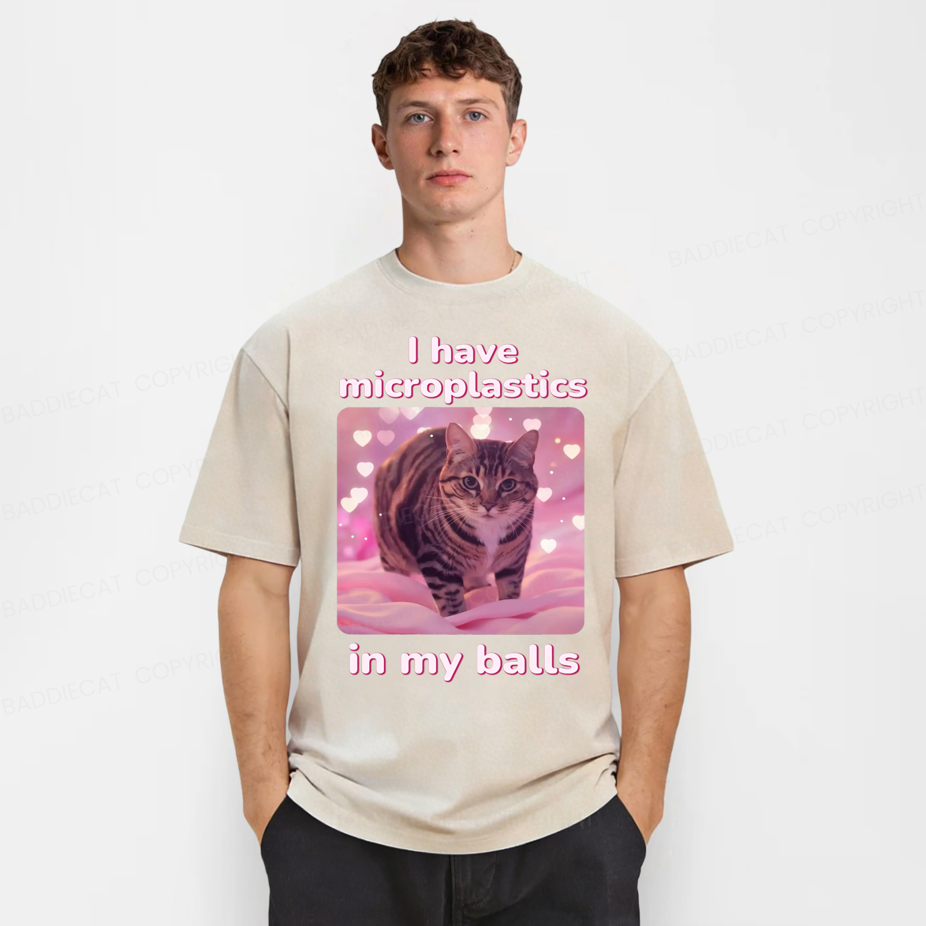 Baddiecat I have Microplastics In My Balls Washed T-shirt