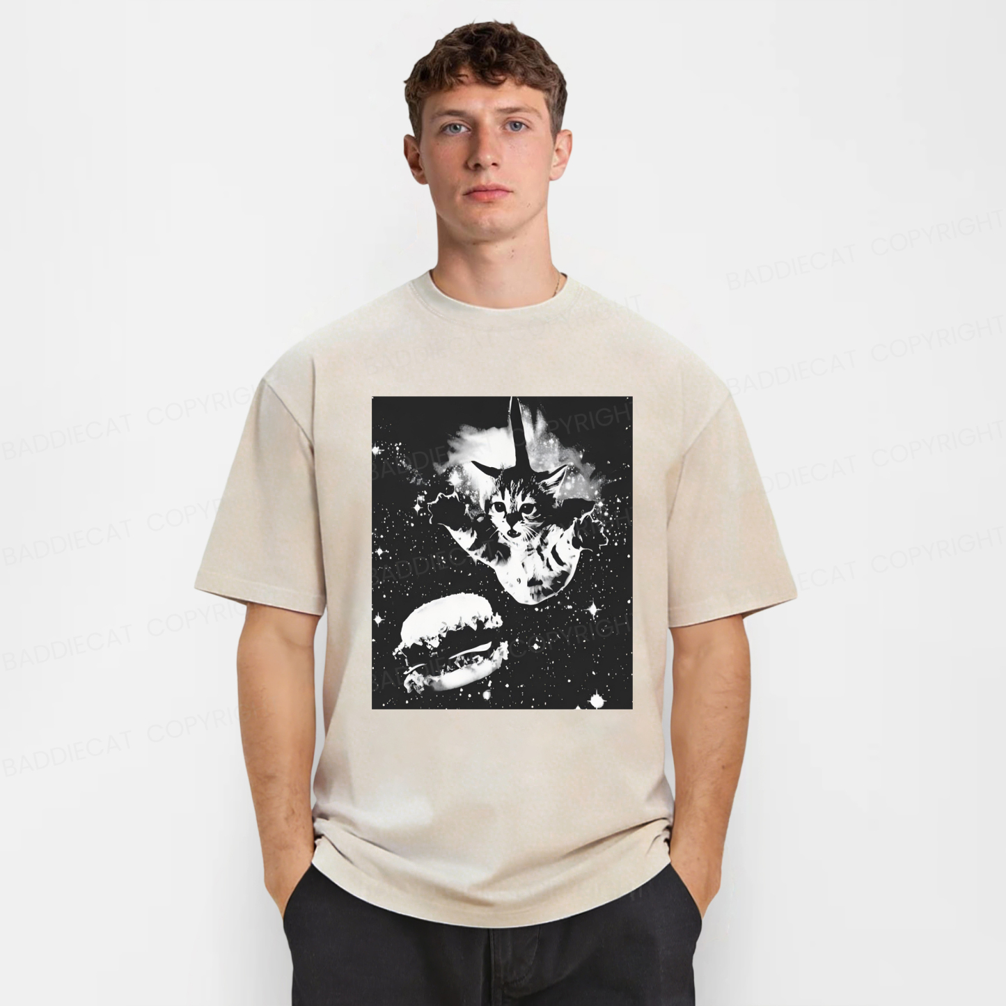 Baddiecat Cat Burger Washed T-shirt