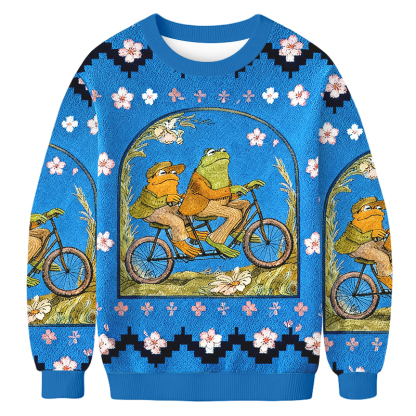 Baddiecat Frog And Toad Christmas Ugly Sweatshirt