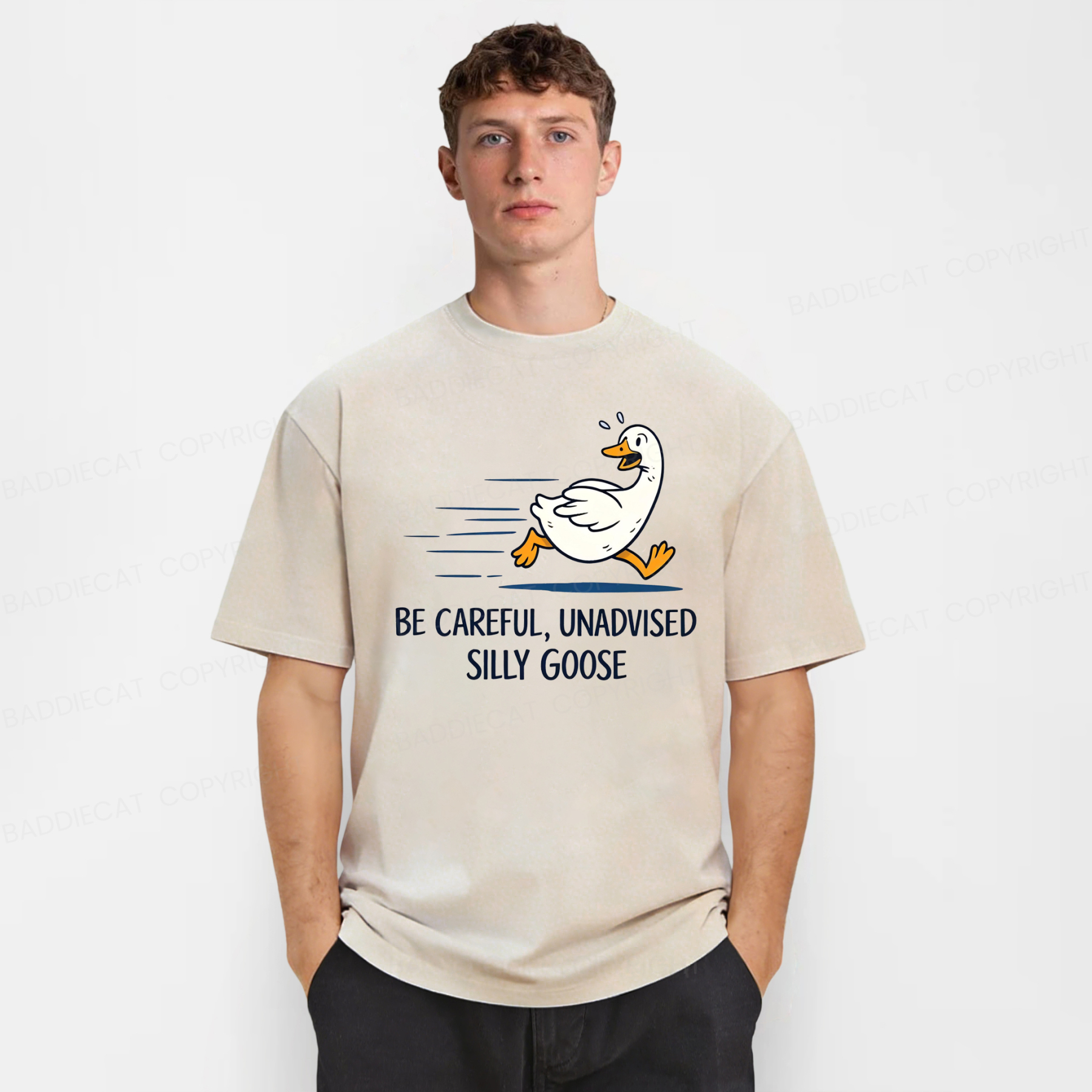 Baddiecat Be Careful Unadvised Silly Goose Washed T-shirt