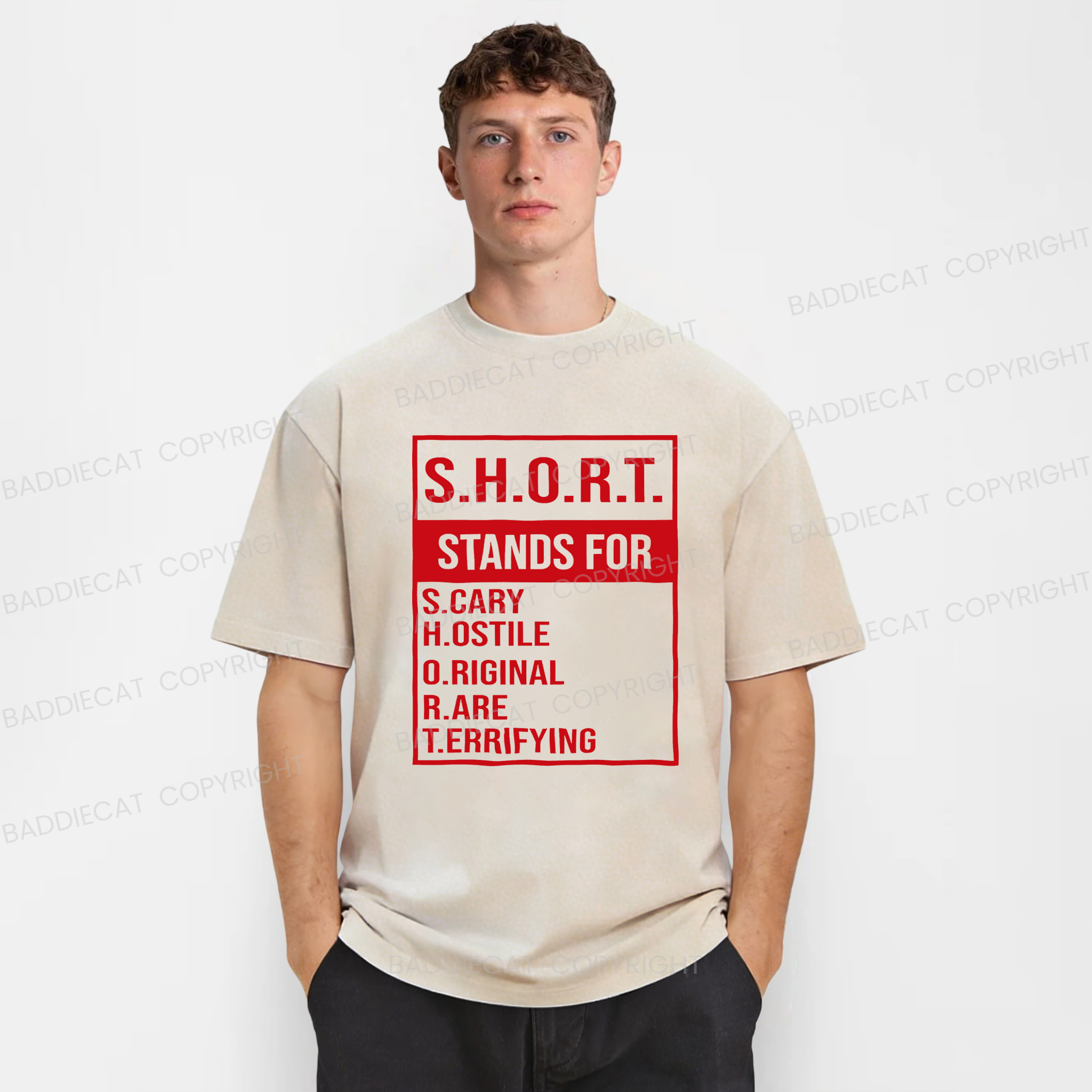 Baddiecat Funny Short Meanings Washed T-shirt