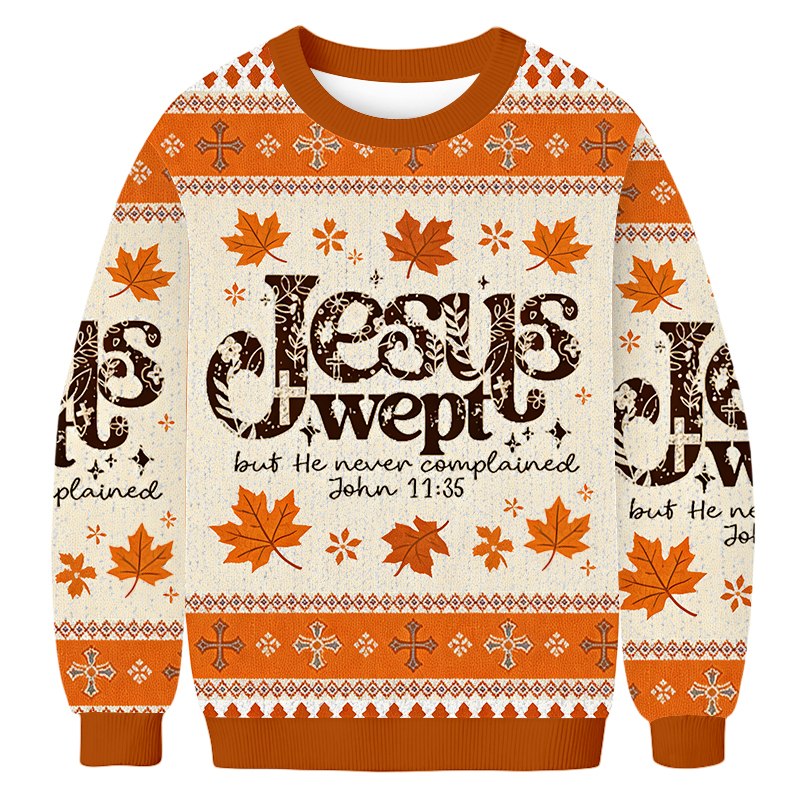 Baddiecat Jesus Wept Christmas Ugly Sweatshirt