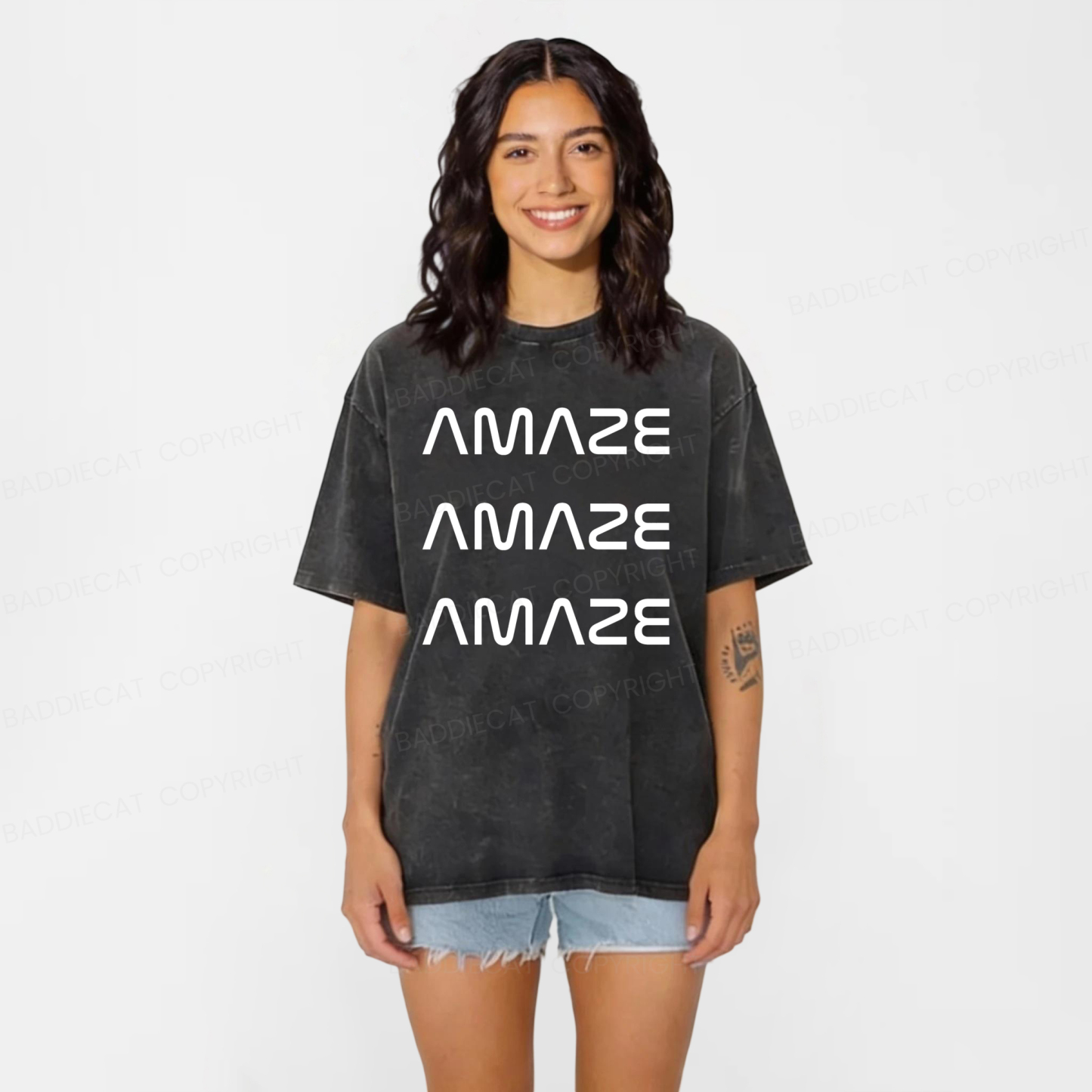 Baddiecat Amaze Amaze Amaze Washed T-shirt