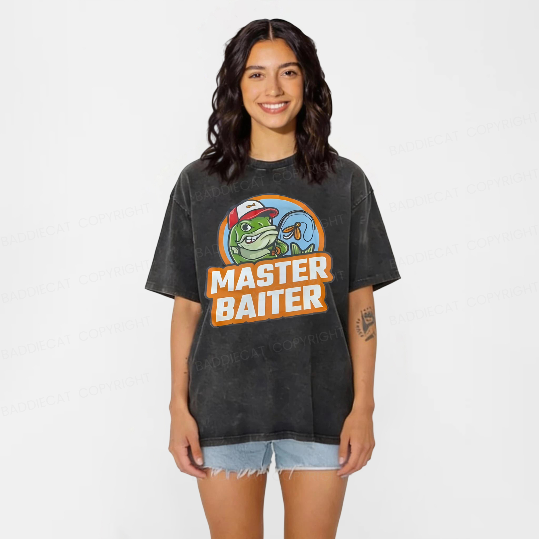 Baddiecat Funny Master Baiter Washed T-shirt