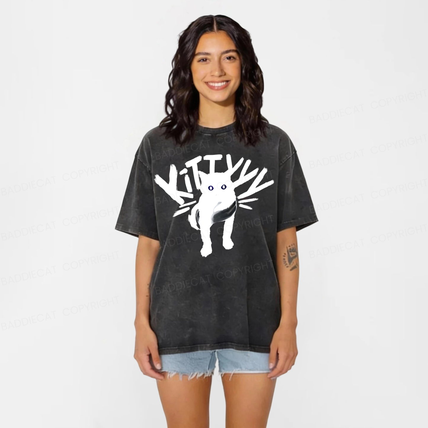 Baddiecat Kitty Washed T-shirt