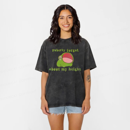 Baddiecat Puberty Forgot About My Height Washed T-shirt