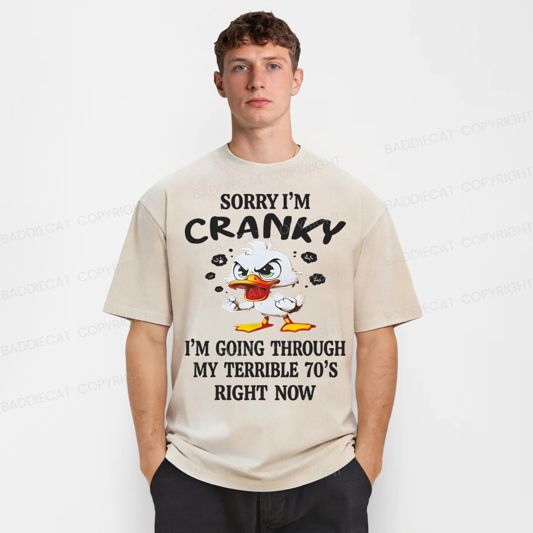 Baddiecat Sorry I'm Cranky Washed T-shirt