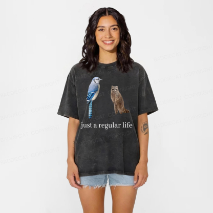 Baddiecat Just A Regular Life Washed T-shirt