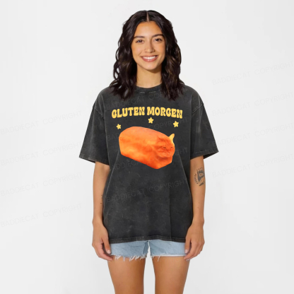 Baddiecat Cluten Morgen Cat Washed T-shirt