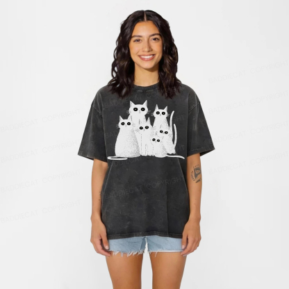 Baddiecat Funny Cats Washed T-shirt