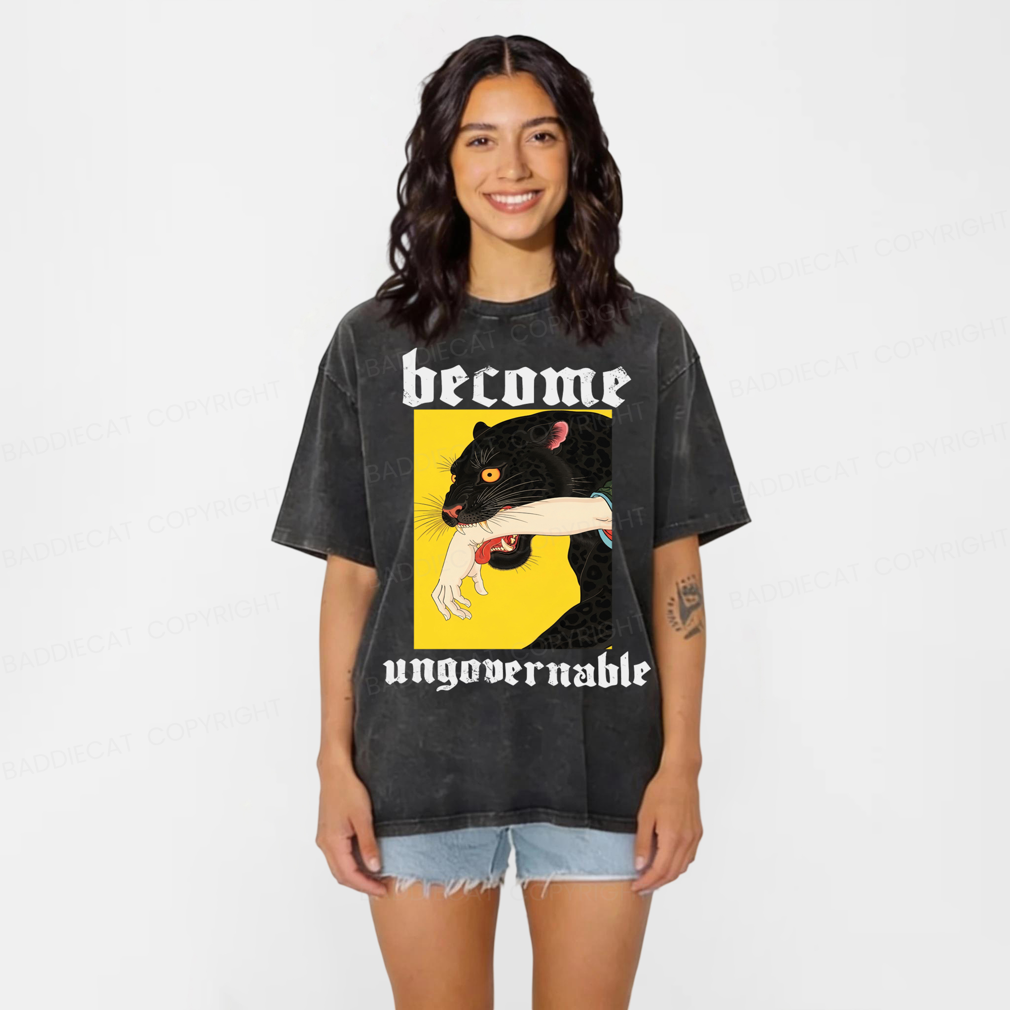 Baddiecat Become Ungovernable Washed T-shirt