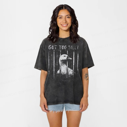 Baddiecat Funny Silly Goose Meme Washed T-shirt