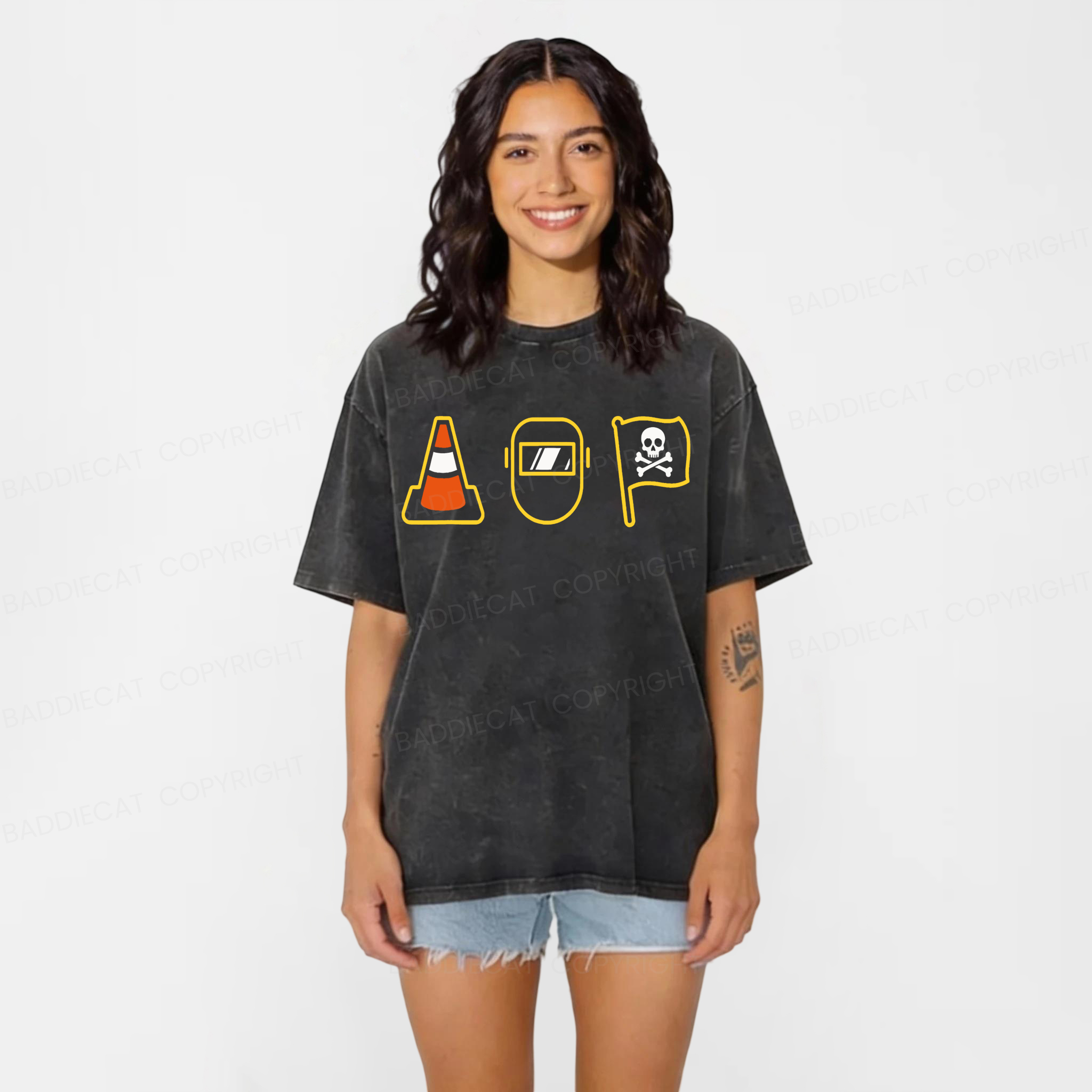 Baddiecat The Traffic Cone Washed T-shirt