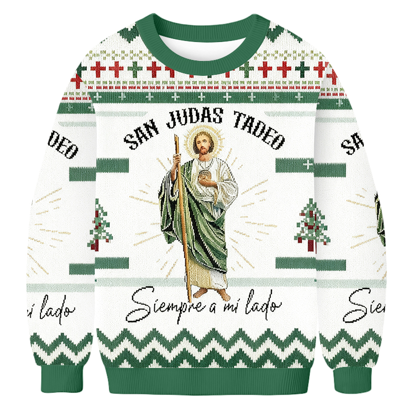 Baddiecat Saint Jude Thaddeus Is Always By My Side Ugly Sweatshirt