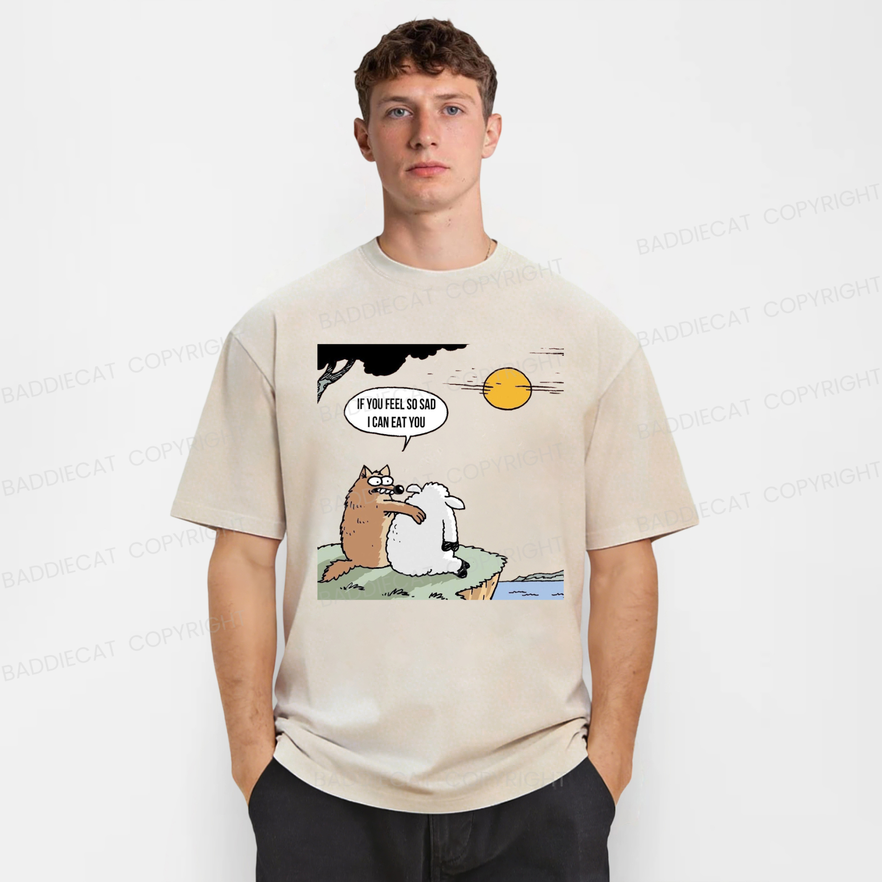 Baddiecat Wolf If You Feel So Sad I Will Eat You Washed T-shirt