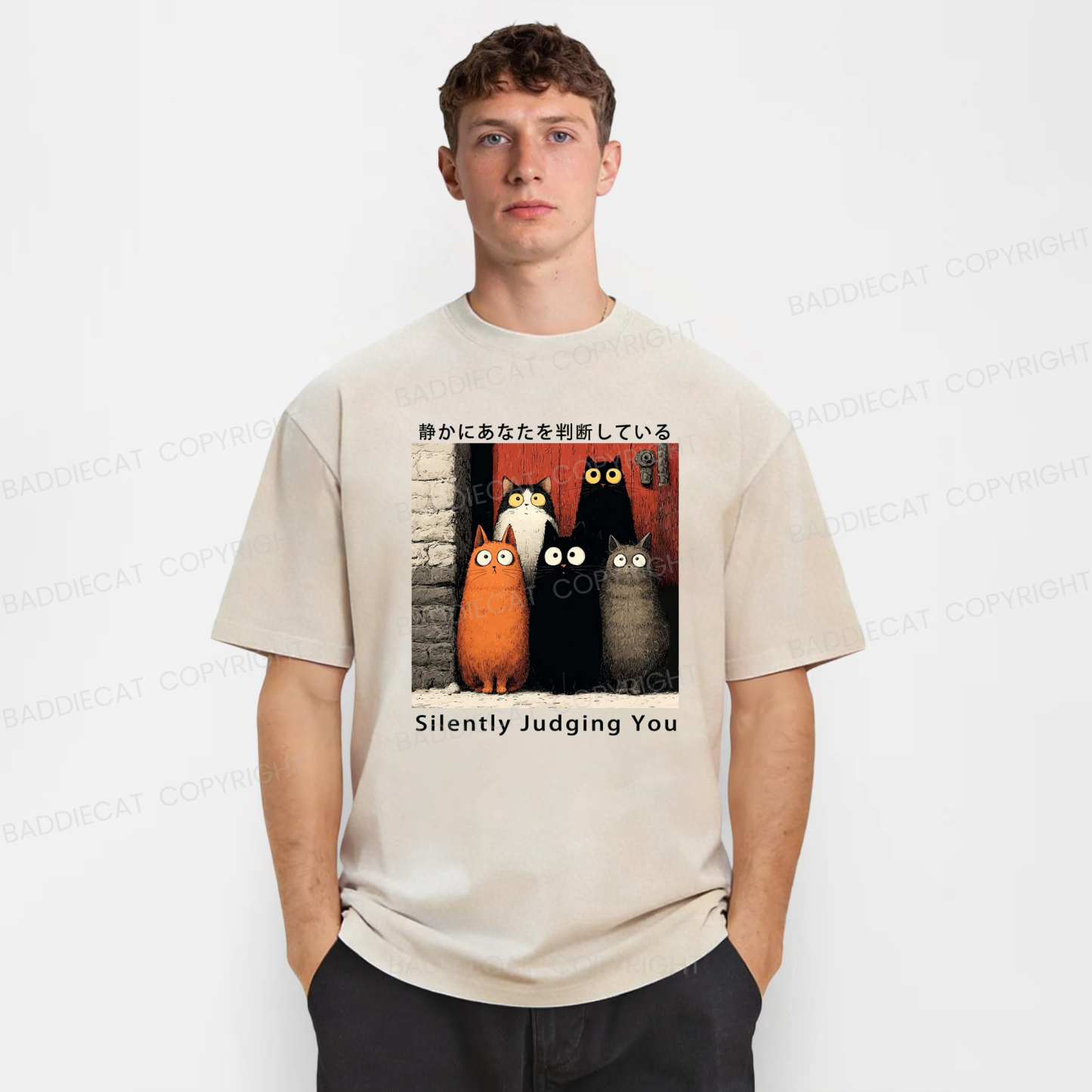 Baddiecat Cats Silently Judging You Washed T-shirt