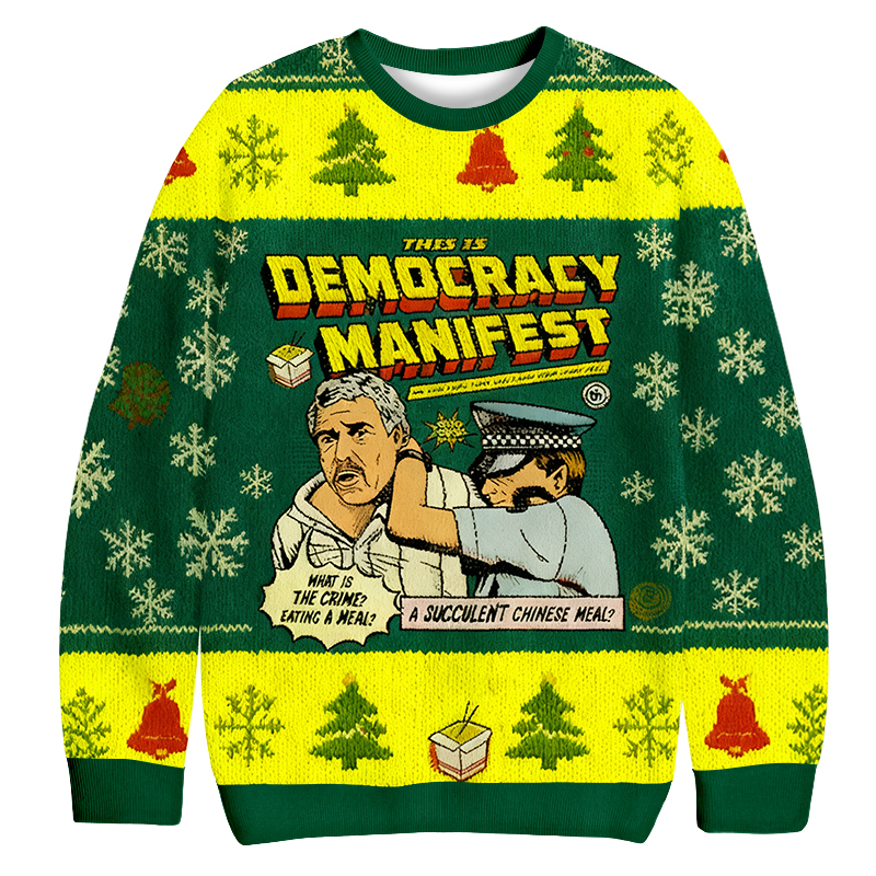 Baddiecat Democracy Manifest Christmas Ugly Sweatshirt