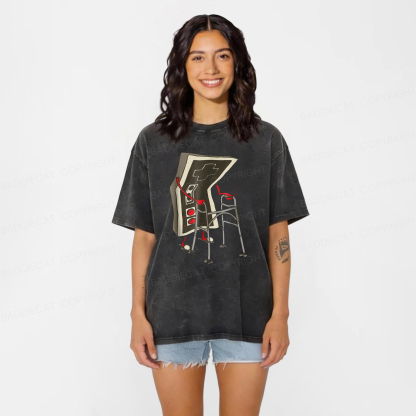 Baddiecat Old Gamer Washed T-shirt