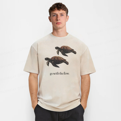 Baddiecat Turtle Go With The Flow Washed T-shirt