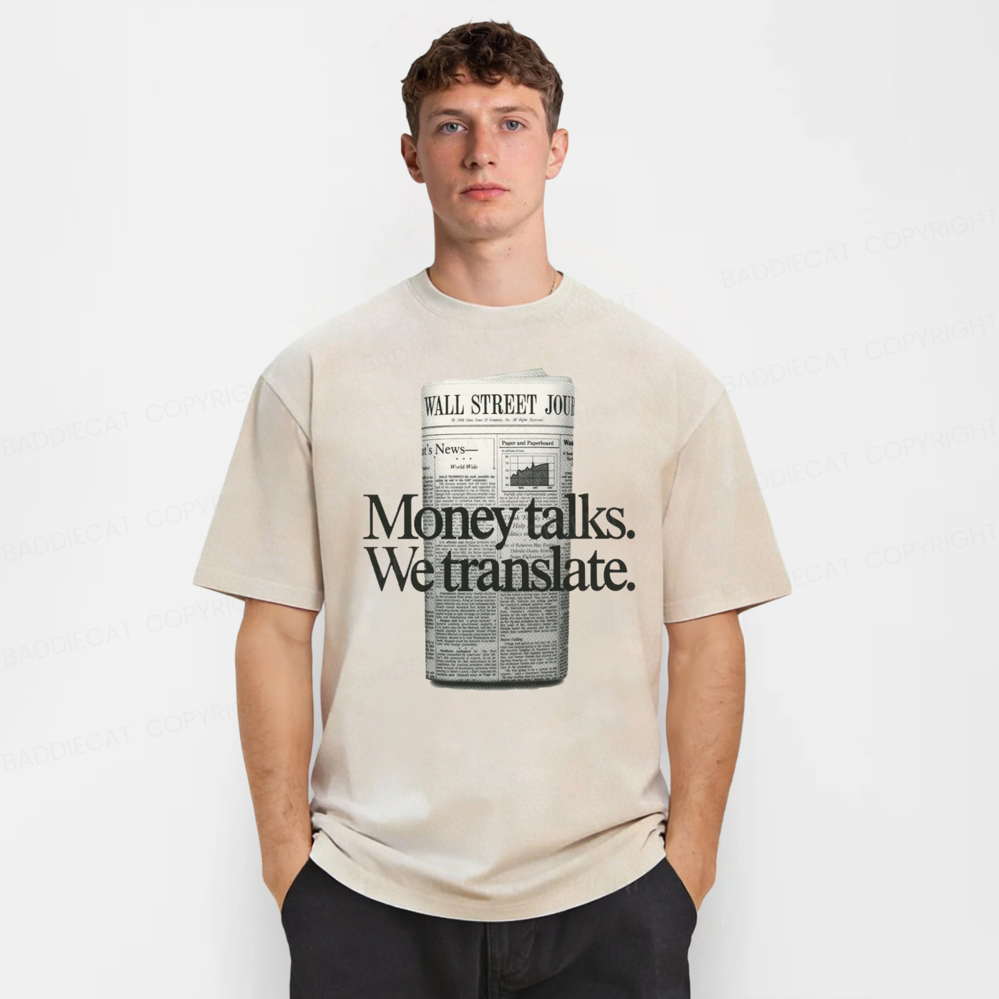 Baddiecat Money Talks We Translate Washed T-shirt