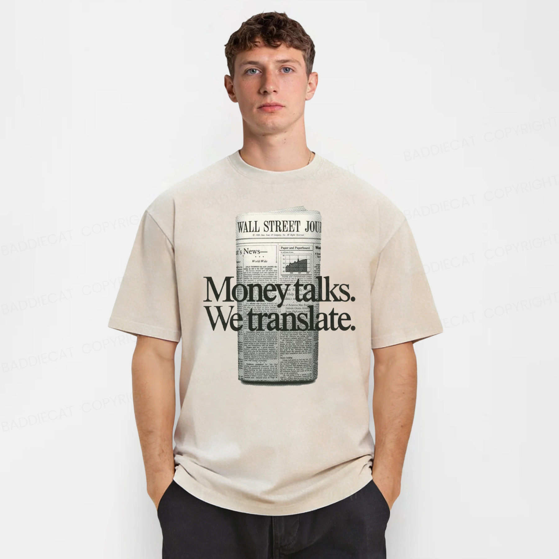 Baddiecat Money Talks We Translate Washed T-shirt